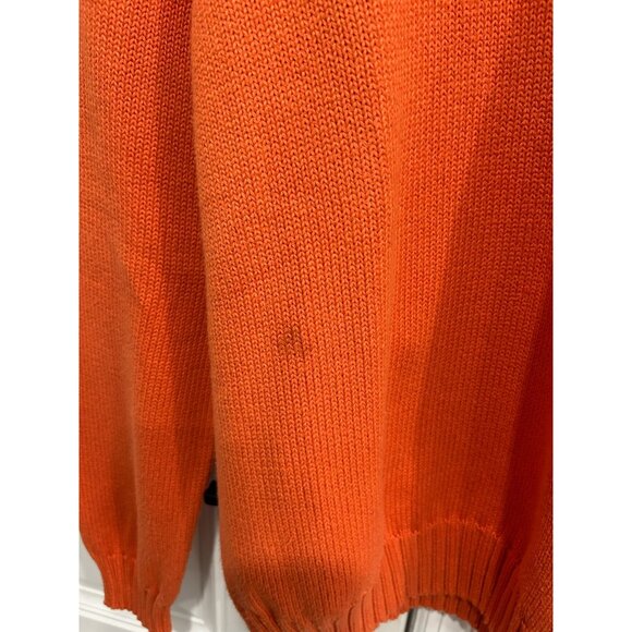 Polo By Ralph Lauren Orange Cotton Knit Crewneck Sweater Green Logo Size L - Picture 5 of 10